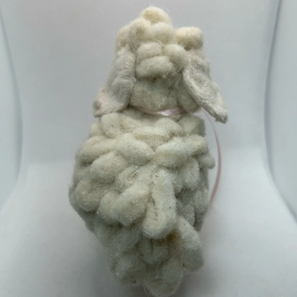 Bloom Room Spring Easter Sheep Plush Figurine white pink bow Cottagecore